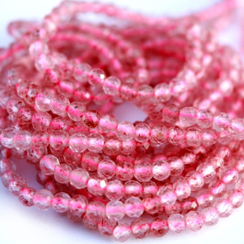 Strawberry quartz_Perler_Rund_Facetteret_Pink_2mm1