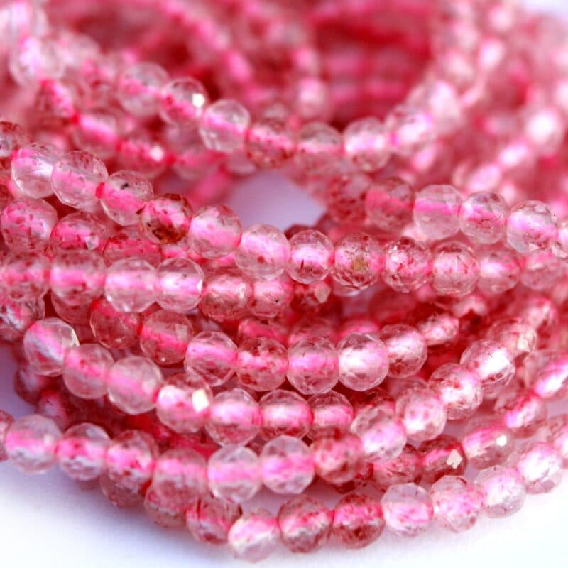 Strawberry quartz_Perler_Rund_Facetteret_Pink_2mm1