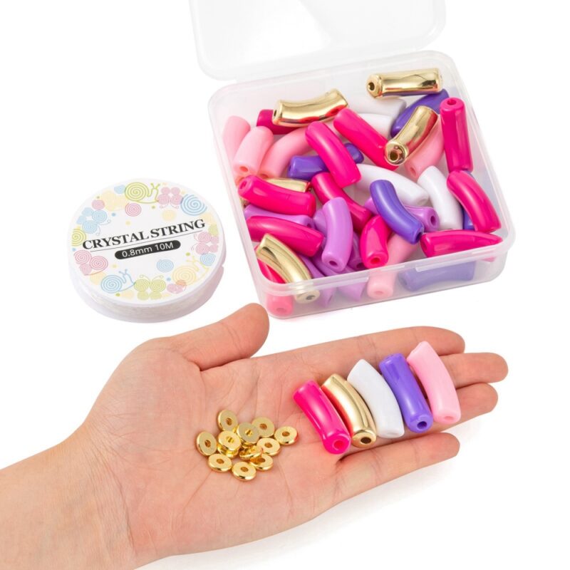 DIY boks med tube perler lilla/pink
